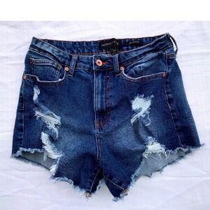 Sz 7-Kendall + Kylie The Icon Denim Shorts Distressed‎ Dark Wash Juniors Size 28